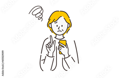 スマホを使用するシニア女性のイラスト	