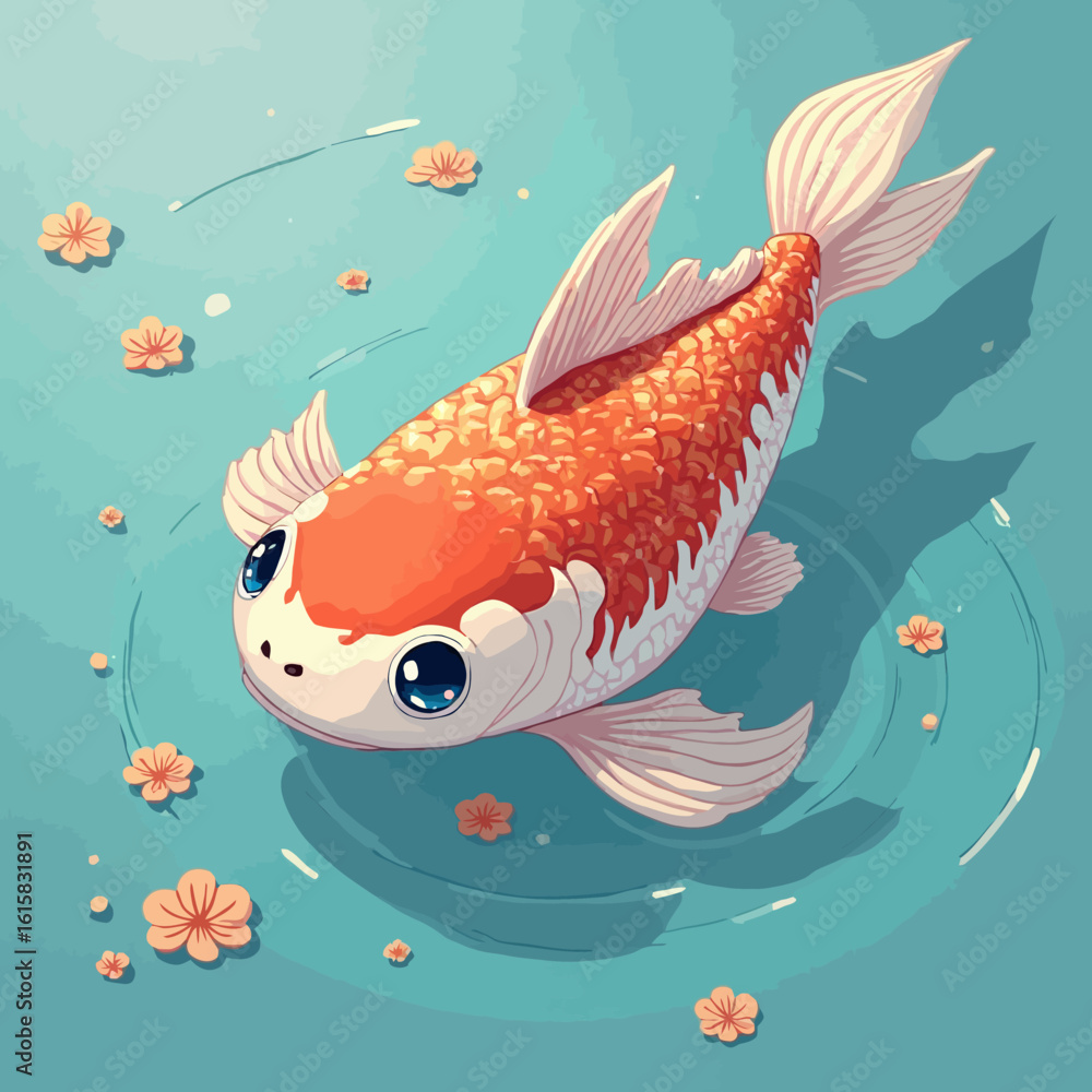Naklejka premium Very beautiful and cute Koi fish design 
