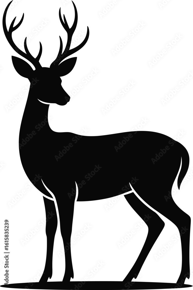 Fototapeta premium Majestic stag with branching antlers deer silhouette