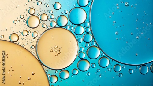 Colorful abstract bubbles of oil and water in macro photography
