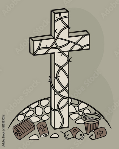 Cross Made of Trash – Symbolic Environmental Art Statement