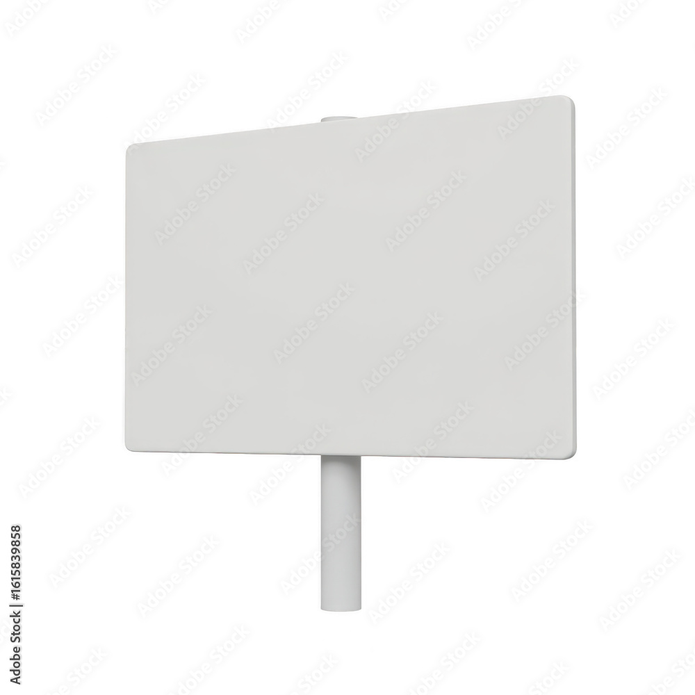 Obraz premium Blank white rectangular sign on a pole.