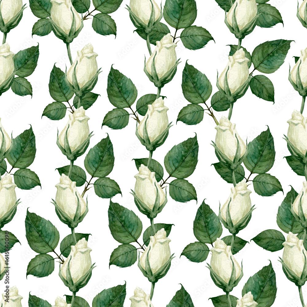 Obraz premium Delicate seamless pattern with rosebuds