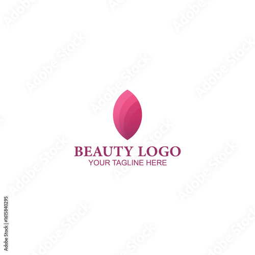 pink leaf logo design for brand identity or cosmetic with creative illustration