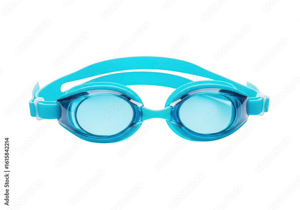 Fototapeta premium Bright blue swimming goggles isolated on transparent background