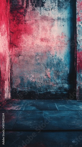 Abstract Room with Textured Walls and Colorful Lighting for Creative Projects