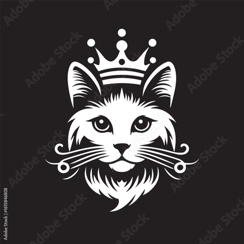 vector logo of a cat wearing a crown