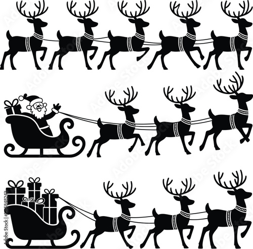 Santa sleigh reindeer procession Santa Claus Christmas