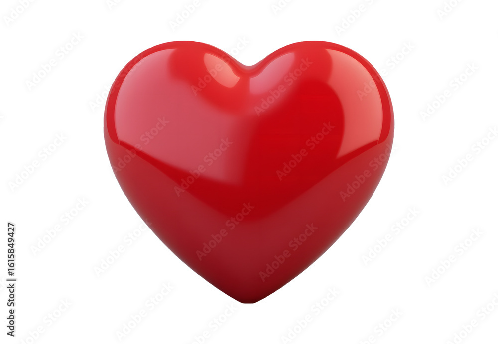 Fototapeta premium Glossy Red Heart Shape on Transparent Background Conveying Love and Passion.