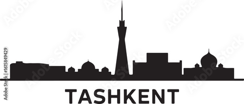 Tashkent Skyline Silhouette Tashkent Tower Minor Domes Uzbekistan City Vector on White Background