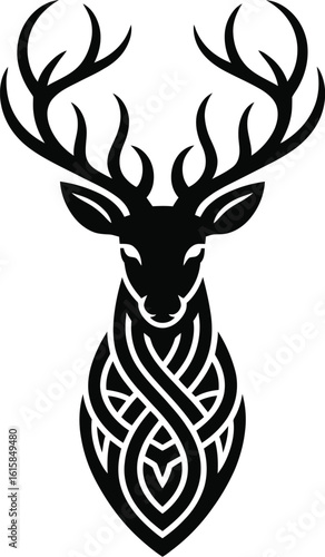 Stag head with celtic knot design deer antlers
