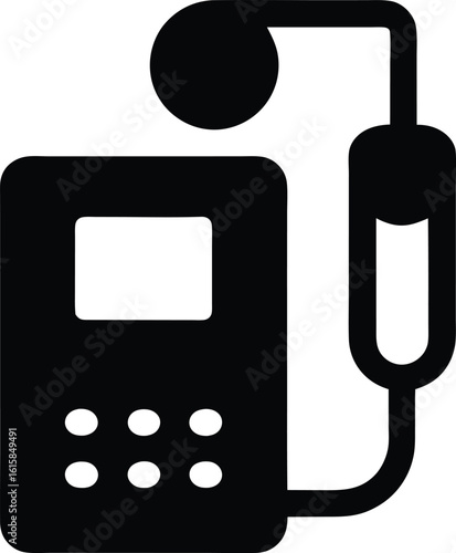 Isolated black and white spirometer icon for respiratory health and diagnostic testing used in hospitals and clinics for pulmonary function