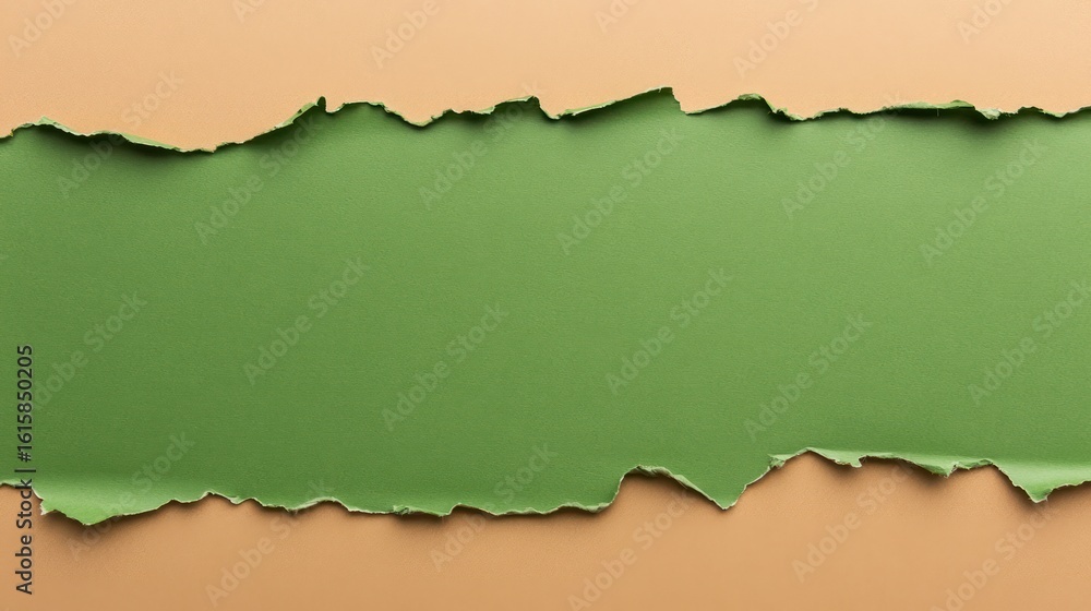 Fototapeta premium Torn paper section green background