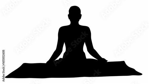 Silhouette of a person meditating on a mat in a seated position with their hands resting on their knees