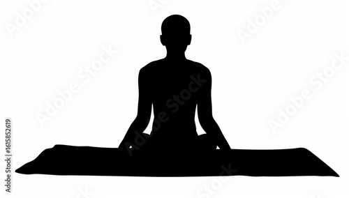 Silhouette of person sitting in lotus position on mat with hands on knees in meditation posture pose