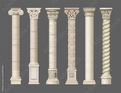 Set of old classical columns
