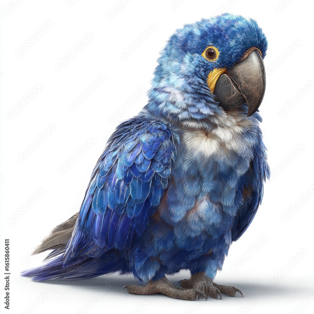 Fototapeta premium Cute Blue Macaw Bird Isolated on White