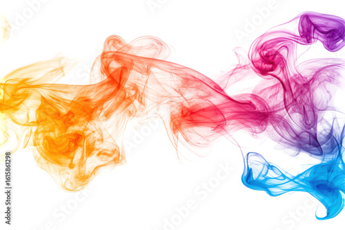 Colorful ink clouds swirling in water isolated on transparent background. Horizontal fire with smoke isolated on white background.