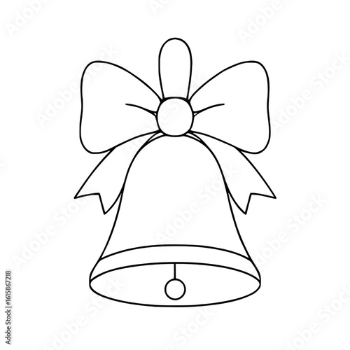Bell with bow in outline style for decorations and celebrations  