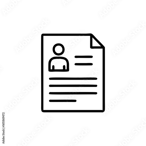 Outline icon a resume document with person symbol paper profile