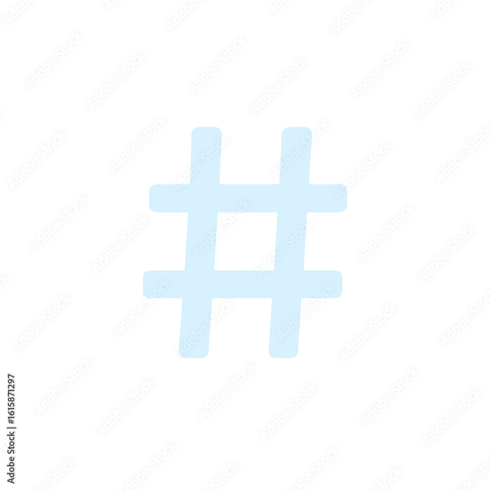 Fototapeta premium A simple hashtag symbol in light blue color.