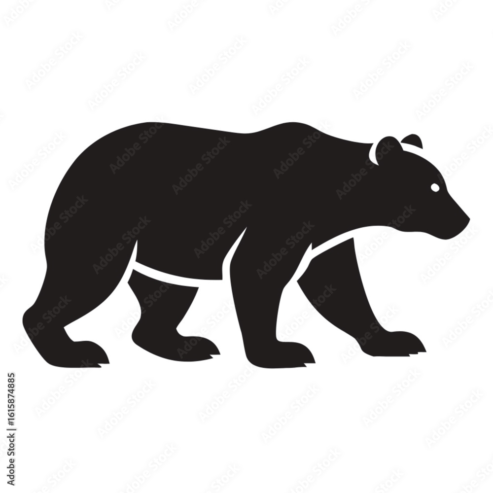 Fototapeta premium Black Bear Walking Silhouette Symbol Wildlife Nature Animal Mammal