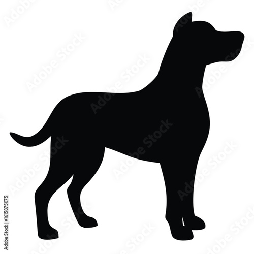 Silhouette of a Standing Dog with a Long Snout and Alert Ears