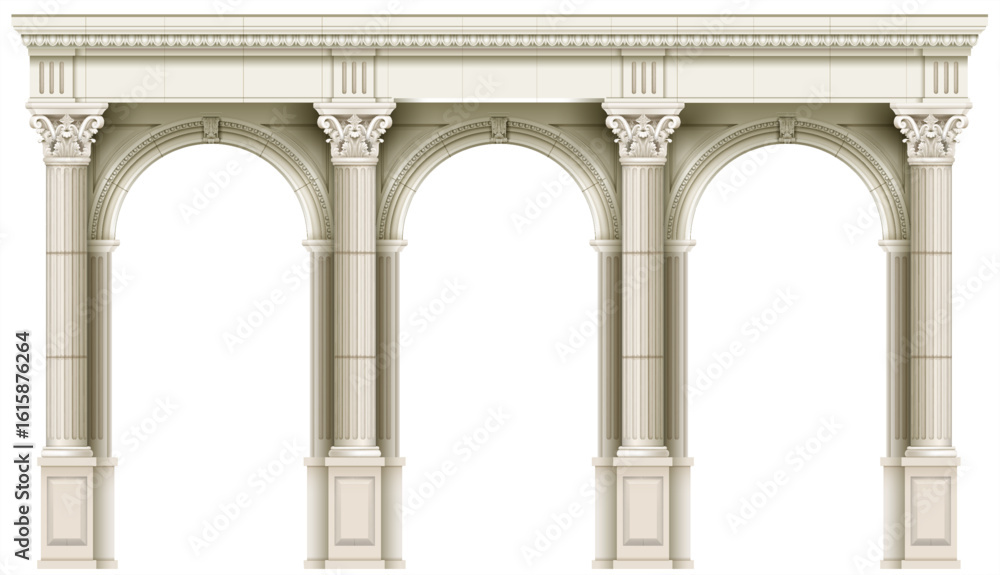 Fototapeta premium Antique white colonnade with columns