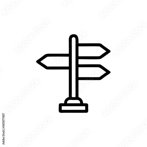 Outline signpost with two directional arrows on choice