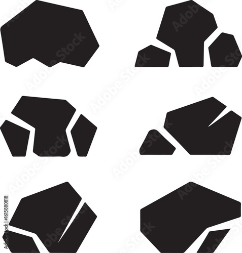 Black rock shapes stone boulder
