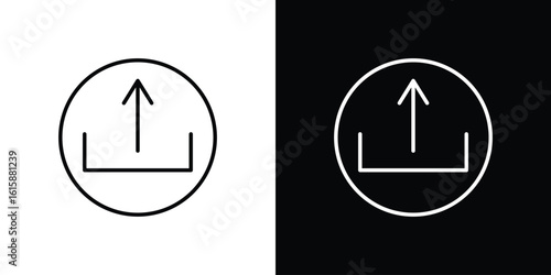 Upload icon. Minimalist vector design. Editable stroke. EPS10