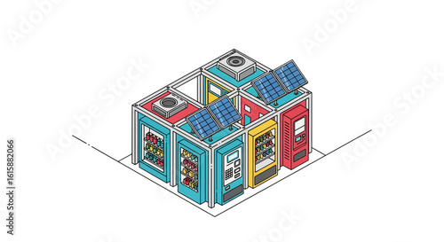 Automated retail kiosks with solar panels