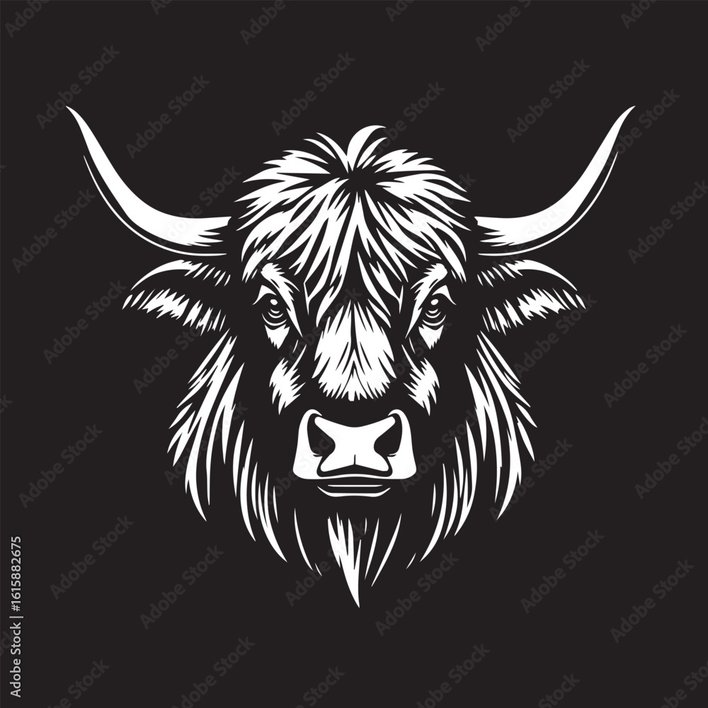 Obraz premium Yak vector design concept black and white illustration.