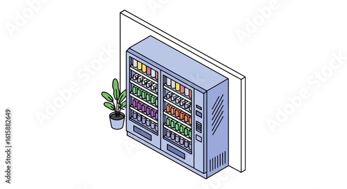 vending machine against wall isometric view