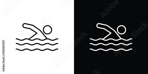 Swimming icon. Minimalist vector design. Editable stroke. EPS10