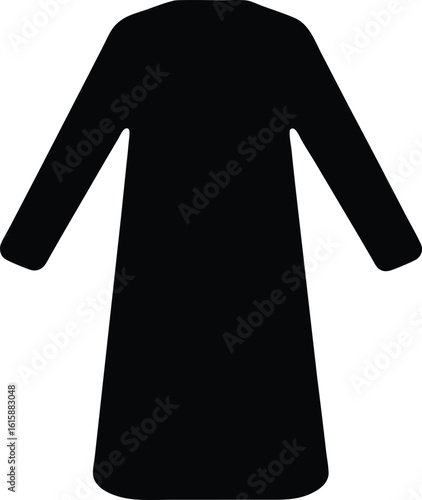 Simple Black Thobe Silhouette for Cultural and Religious Designs and Vector Illustrations and Graphic Design and Clothing Options