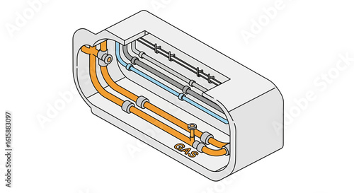 Gas furnace cutaway diagram showing internal components