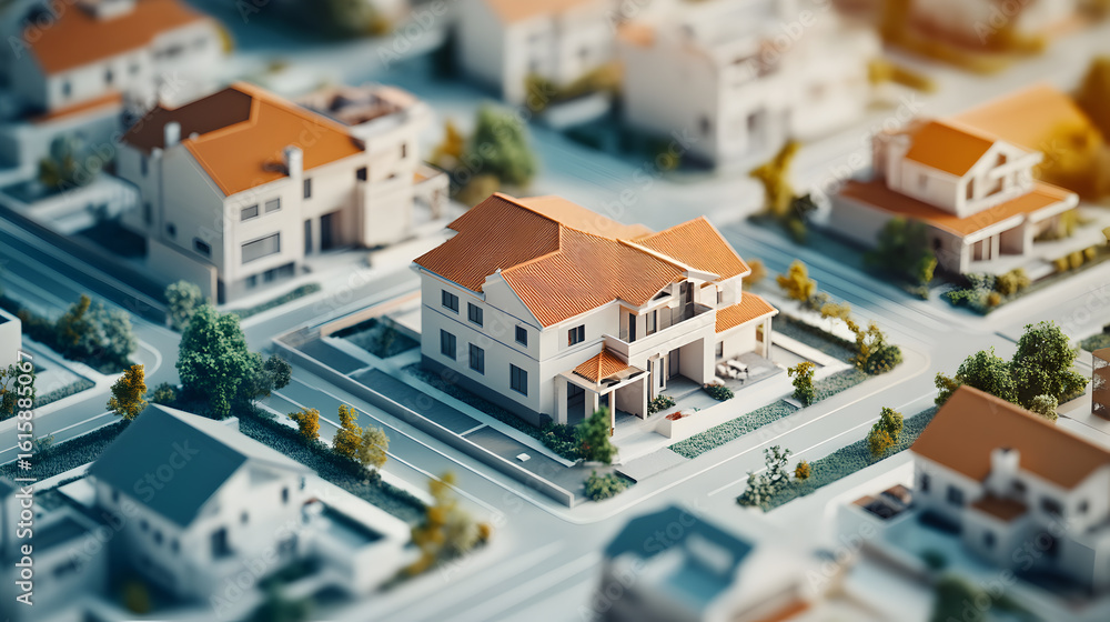 Fototapeta premium Real Estate Concept: New Housing Development with Modern Houses