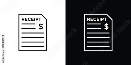Receipt icon. Minimalist vector design. Editable stroke. EPS10