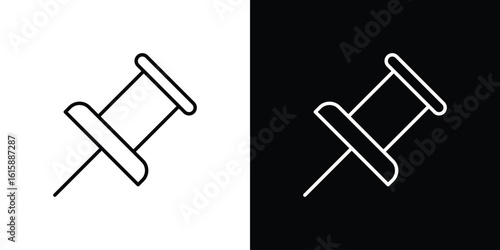 Push pin icon. Minimalist vector design. Editable stroke. EPS10