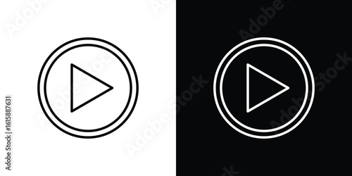 Play button icon. Minimalist vector design. Editable stroke. EPS10