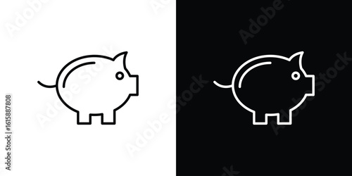 Piggy bank icon. Minimalist vector design. Editable stroke. EPS10