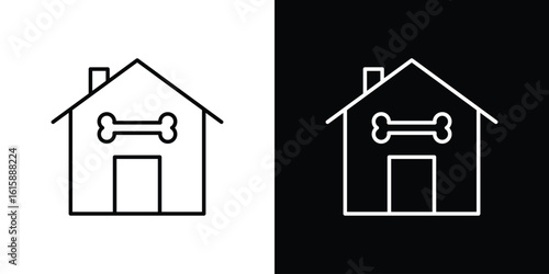 Pet house icon. Minimalist vector design. Editable stroke. EPS10