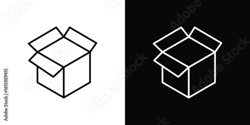 Open box icon. Minimalist vector design. Editable stroke. EPS10