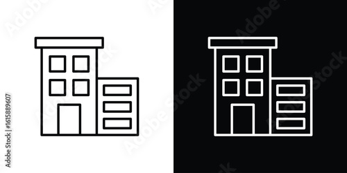 Office buildings icon. Minimalist vector design. Editable stroke. EPS10