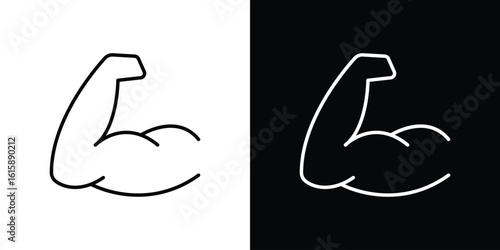 Muscle icon. Minimalist vector design. Editable stroke. EPS10