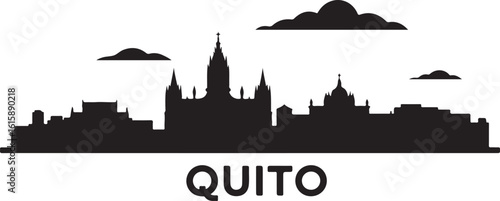 Quito Skyline Silhouette Basilica del Voto Nacional City Hills Ecuadorian Capital Vector on White Background