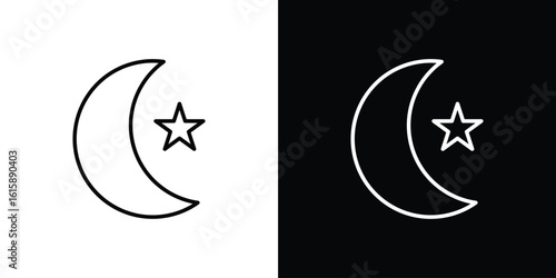 Moon icon. Minimalist vector design. Editable stroke. EPS10