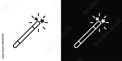 Magic wand icon. Minimalist vector design. Editable stroke. EPS10