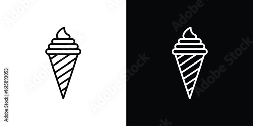 Ice cream icon. Minimalist vector design. Editable stroke. EPS10